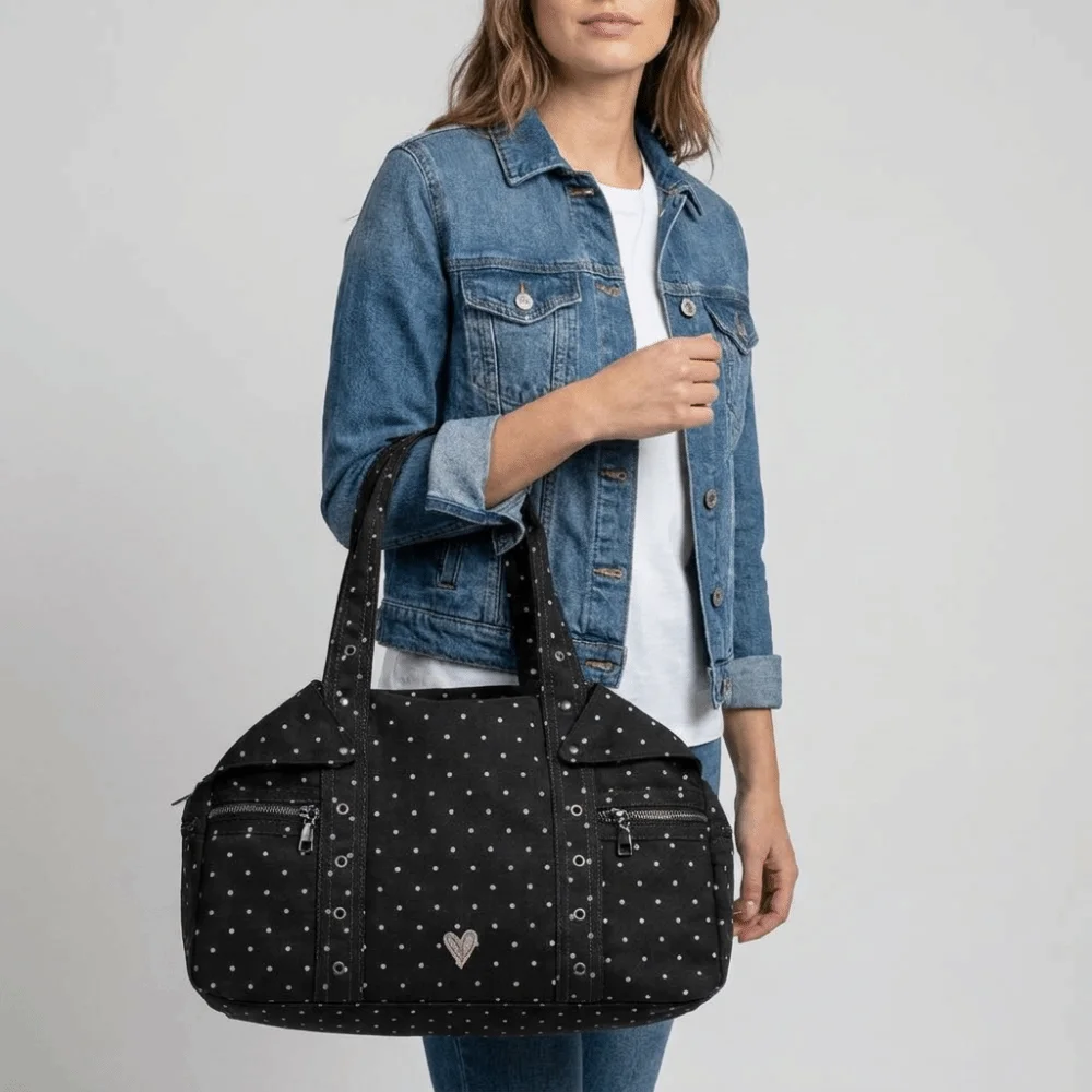 

Soft Square Shape Polka Dot Shoulder Bag Korean Style Y2K Tote Bag Large Capacity Canvas Women Handbag Women