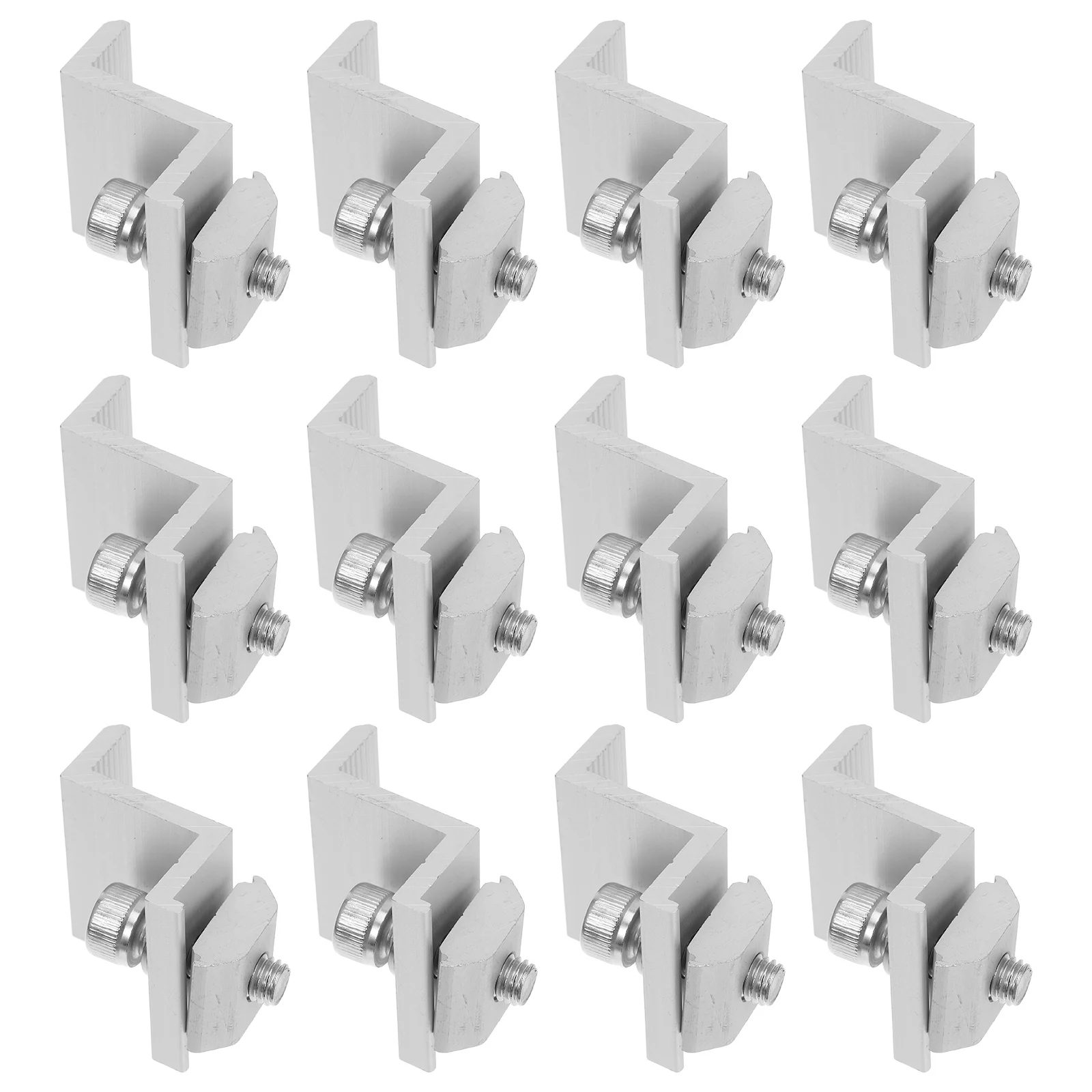 

12 Pcs Solar Panel Clamp Aluminum Alloy Photovoltaic Bracket Metal Clip Crimp Mount Durable Reliable Versatile Design Outdoor
