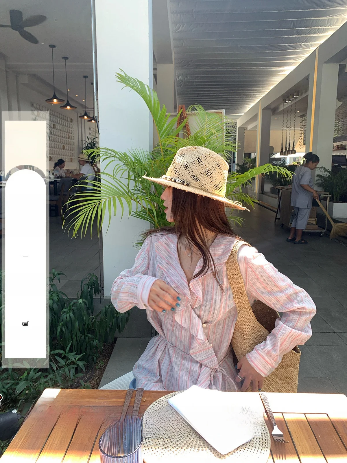 

Рубашка свободного кроя в полоску для женщин, летняя, повседневная, с дизайном «Огурец», с воротником «Лист», дышащая, с защитой от солнца