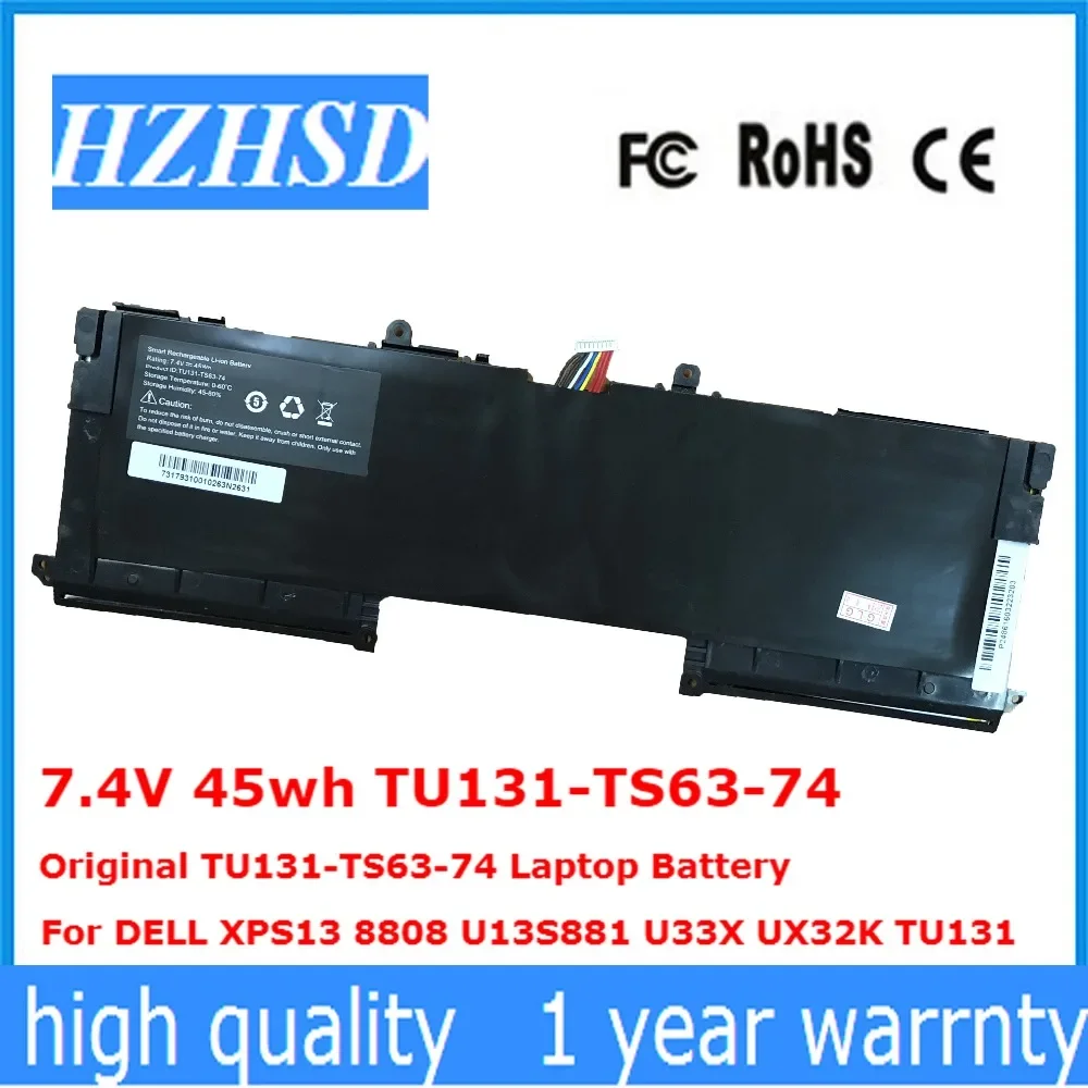 7.4V 45wh TU131-TS63-74 Original TU131-TS63-74 Laptop Battery For DELL XPS13 8808 U13S881 U33X UX32K TU131