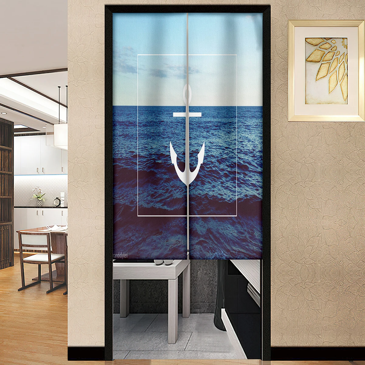 Minimalistic Simplistic Anchor Door Curtain Kitchen Living Room Bedroom Partition Noren Restaurant Entrance Hanging Half-Curtain