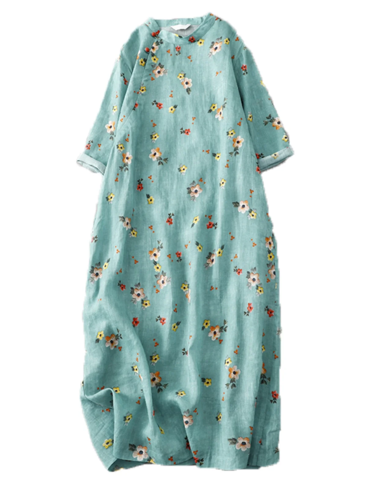 تنورة كلاسيكية من القطن والكتان ort Sve مطبوعة Dr Young Chinese Sle Revamped للنساء لموسم الصيف بنمط الأزهار