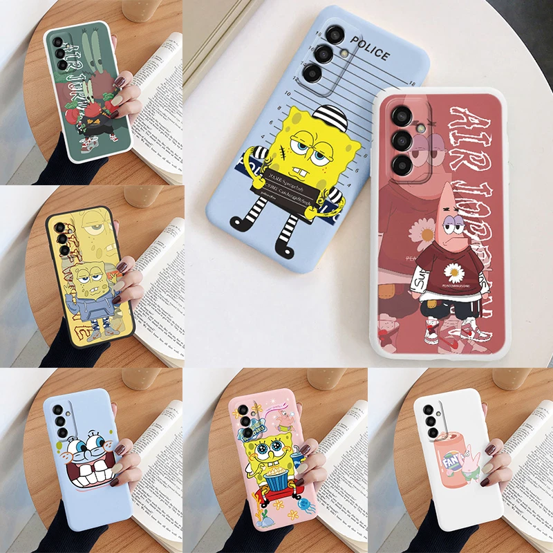 Funny Case For Samsung Galaxy M13 4G Phone Cover Cute S-Sponge-Bobs SquarePants Soft Back Funda For Samsung M 13 GalaxyM13 Coque