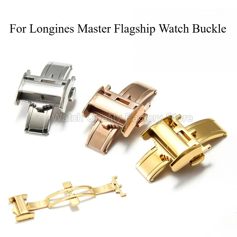 Cierre de Reloj de Mariposa con Doble Botón para Longines Master Flagship, Resistente al Óxido, Acabado Cepillado Fino, Hebilla Plegable, Accesorio para Reloj