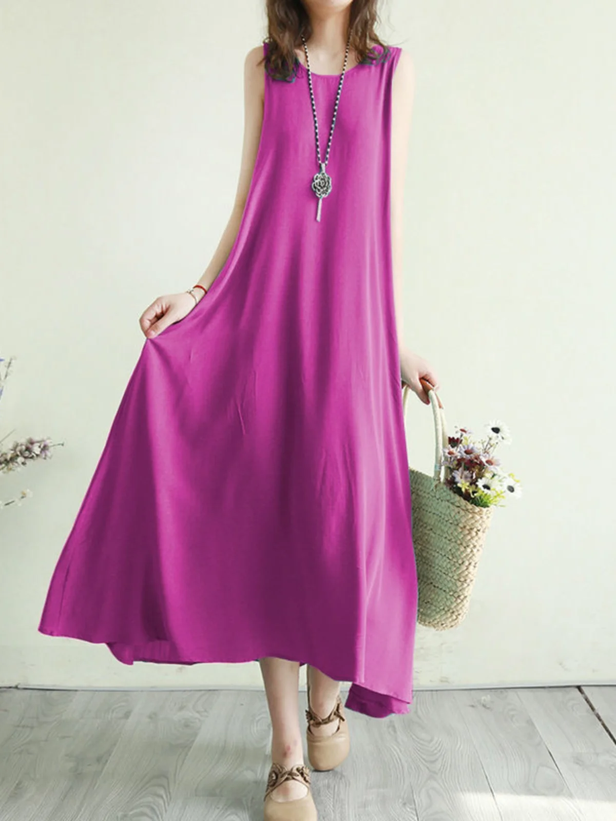 

Художественный хлопковый льняной жилет Dr, женская свободная утягивающая длинная юбка, корейская юбка трапециевидной формы, универсальная на четыре сезона