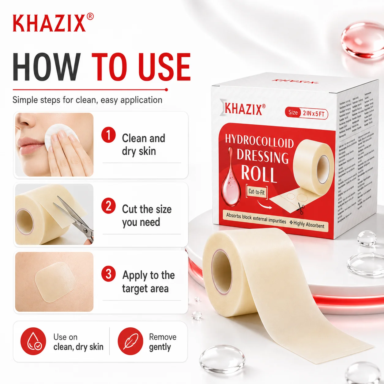 1roll Invisible Hydrocolloid Acne Patch Roll Transparent Pimple Cover Sticker Cuttable Face Blemish Patch for Daily Skin Care