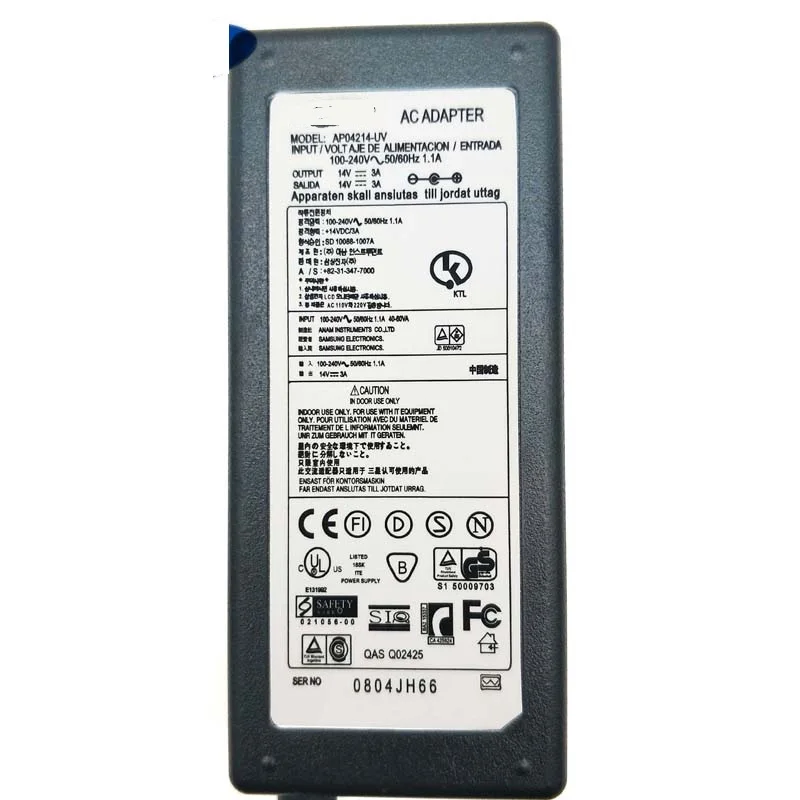 

14V AC/DC Adapter For Samsung LS24C570HL LS24C300HL LS24CLLSBZ LT24C550ND LS24C370HL LS24C750PS/ZA LS24C350HL/ZA Power Supply