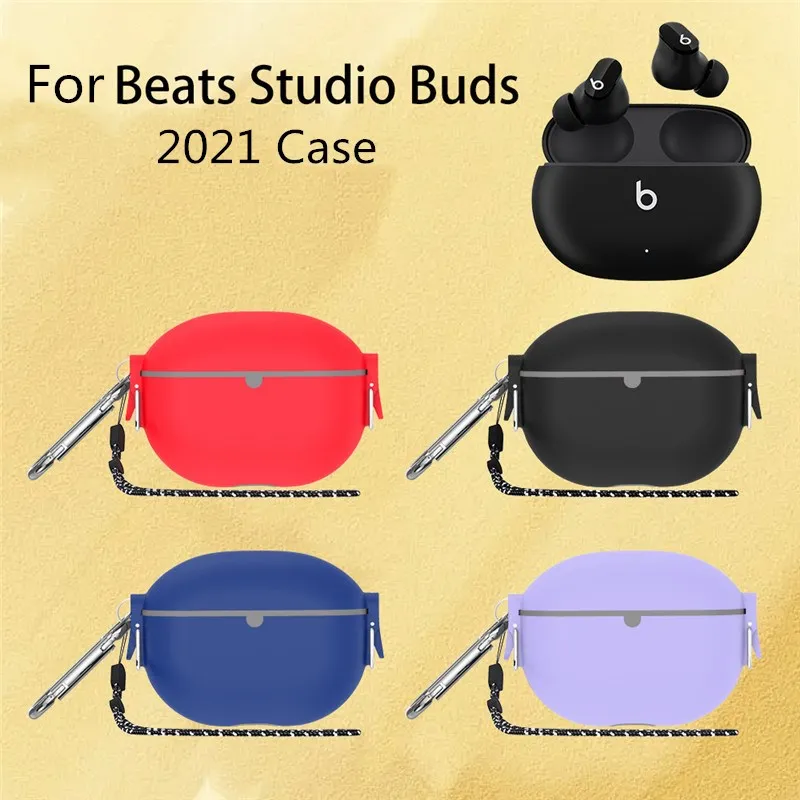 Caixa de armadura para beats studio buds (2021) protetor [bloqueio seguro] com chaveiro/cordão fone de ouvido acessórios para batimentos studio buds