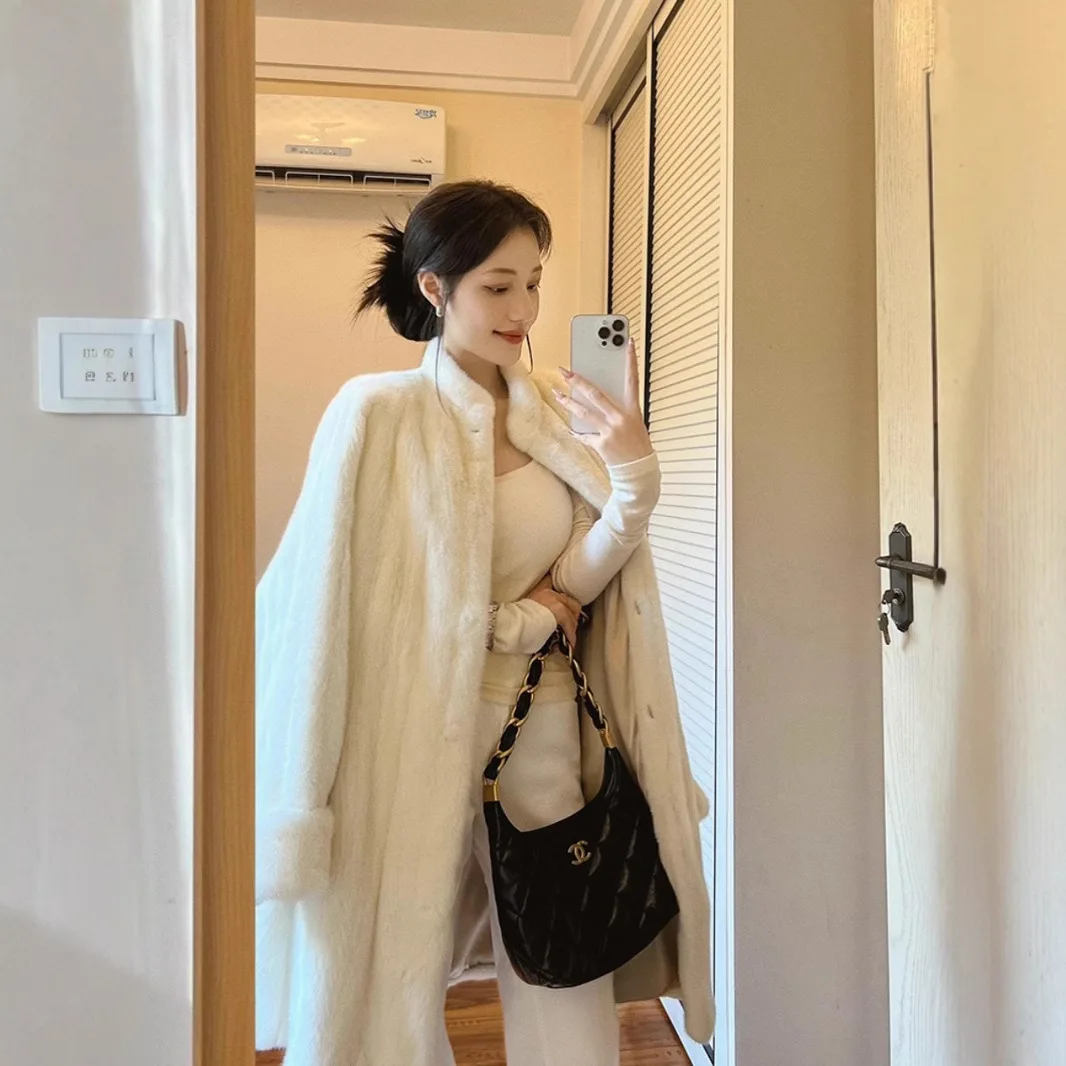 Autumn Winter Long Coats Women Faux Fur Coat Thick Warm Y2k Streetwear Work Overcoat Warm Jackets Elegant Open Outerwear 2025