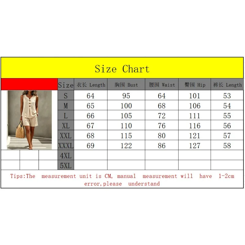 Women Hot Sale Summer Vacation V-Neck Solid Sleeveless Top Shorts 2 Piece Set Casual EU US