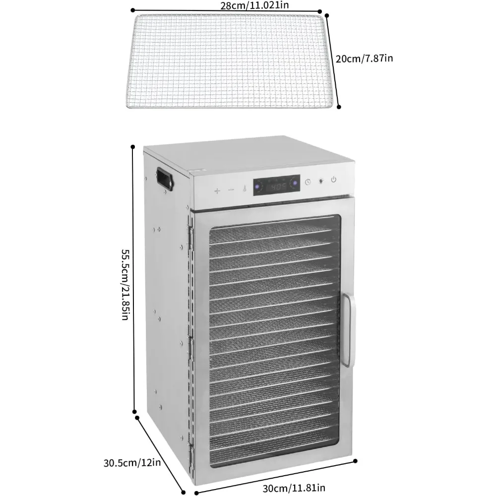 18층 상업용 식품 건조기, 육포용, 800W 대용량 식품 건조기, 스테인리스 트레이 포함