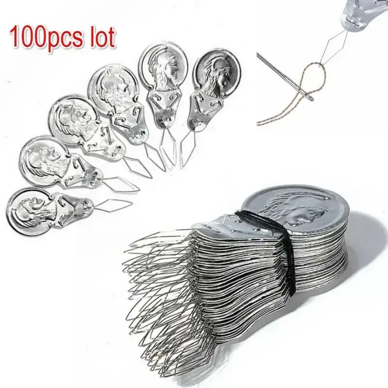 50/100Pcs Aluminum Sheet Threader Needle Punch Needle Sewing Accessories Simple To Use Durable Light Easy To Carry Fast Thread