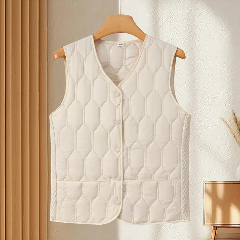 الخريف الشتاء أسفل القطن بلون الخامس الرقبة سترة بلا أكمام مع خفيفة الوزن الدافئة ونحيفة تناسب سترات قاعدة مريحة متعددة الاستخدامات #5