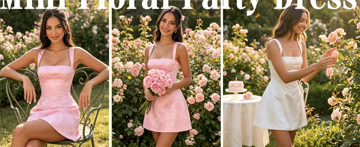 Short A Line Satin Floral Homecoming Dress for Teens Mini Floral Jacquard Corset HOCO Petite Formal