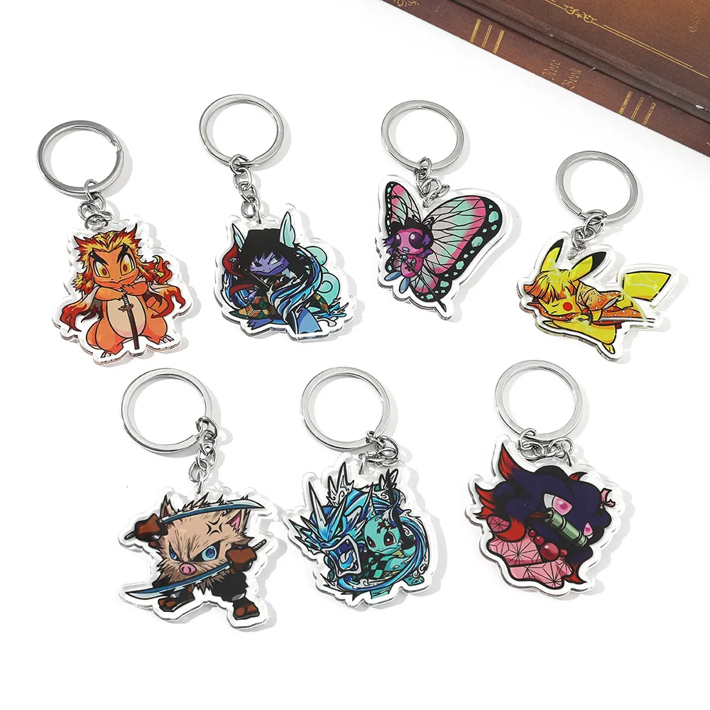 Pokémon Cosplay Demônio Slayer Keychain, 10cm, Pikachu, Gengar, Nezuko, Tanjirou, Saco Pingente Coleção, Chaveiro Do Carro, Ornamentos, Presentes