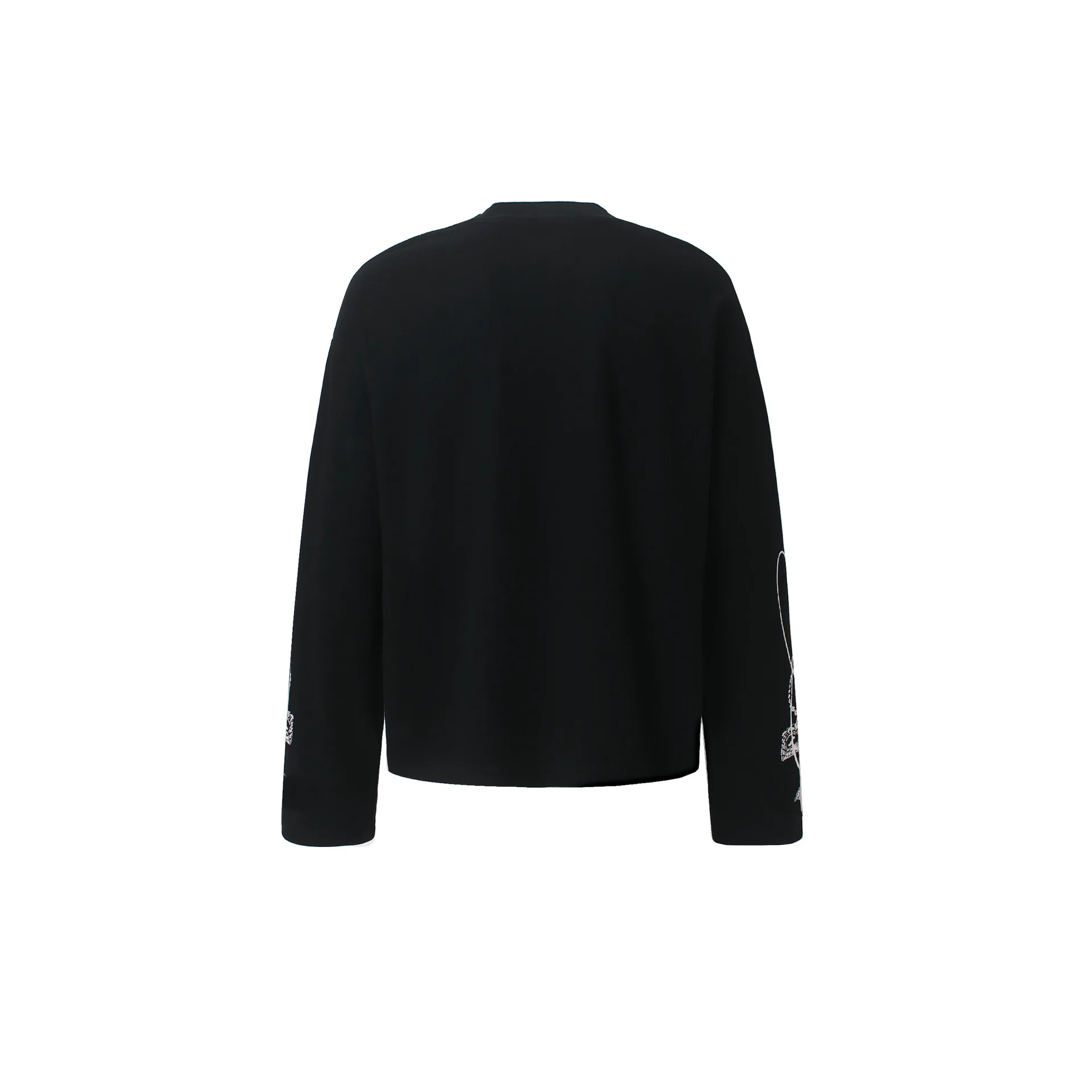 Men's Black Graphic Knit Sweater Y2K Streetwear Long Sleeve Pullover Studded Distressed Gothic Casual Top With Rivets