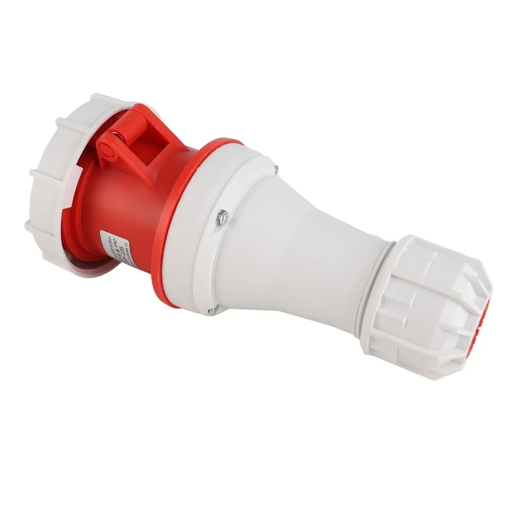 IP67 Rated 5 Pin Female Industrial Plug Waterproof & Dustproof Brass Contacts 63A Stable Compact Aviation Plug Red