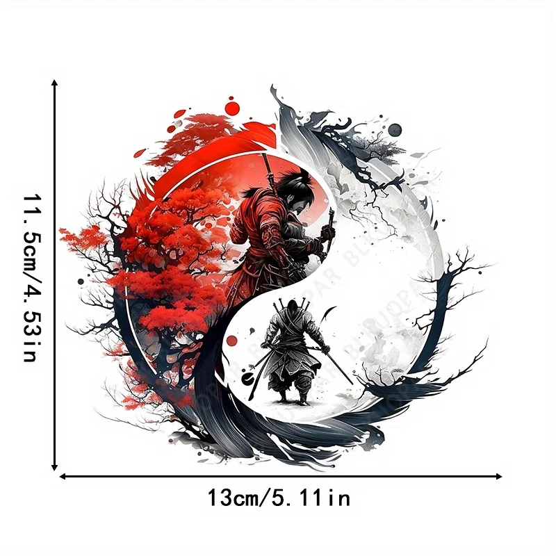 1X Samurai Yin Yang Waterproof Vinyl Sticker Decal Cover Scratches For Motorcycle Helmet Skateboard Laptop Backpack Custom Decor
