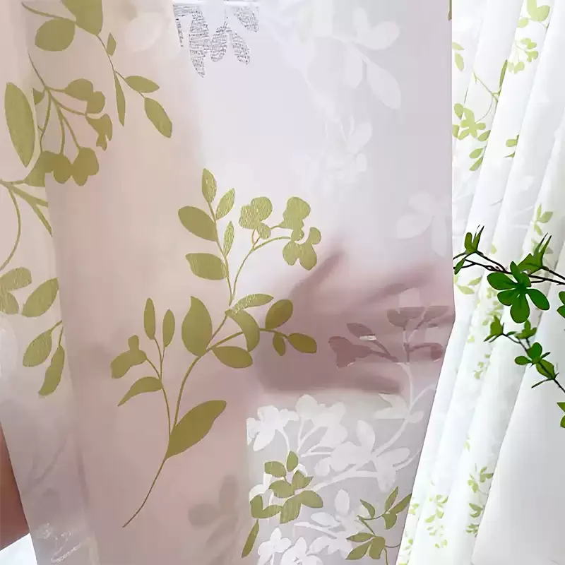 Custom Size Romantic Gauze High-end Green Translucent and Impermeable Water-soluble Embroidered Blackout Curtains for Bedroom