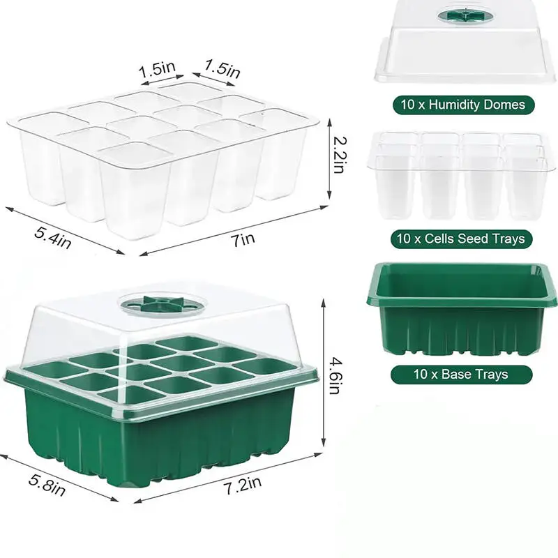 10pcs Cells Hole Plastics Plant Pots Grow Box Plant Seedling Pots Gardening Sowing Tray Tools Hydroponics Growing System Indoors