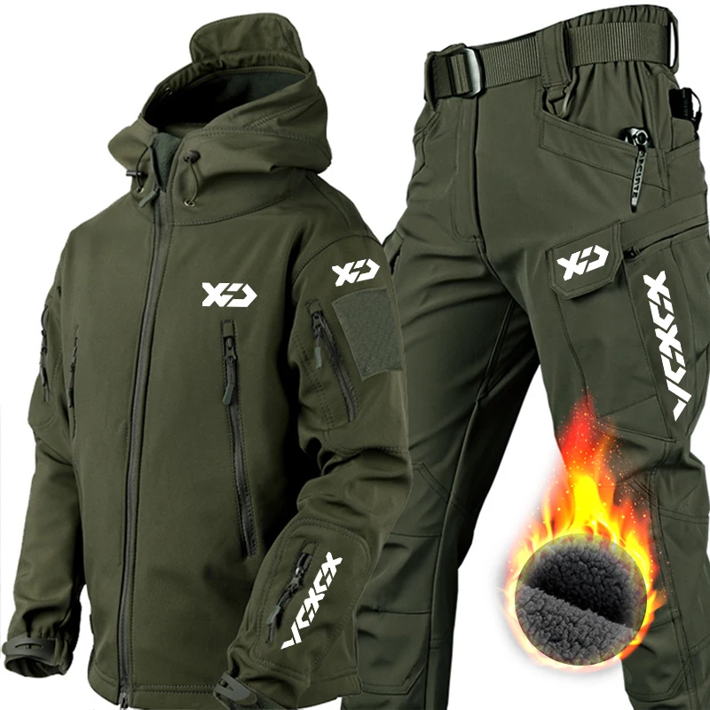 가을 겨울 방수 낚시 정장 남자 Softshell 하이킹 캠핑 Windproof 열 재킷 전술 세트 남자 낚시 의류