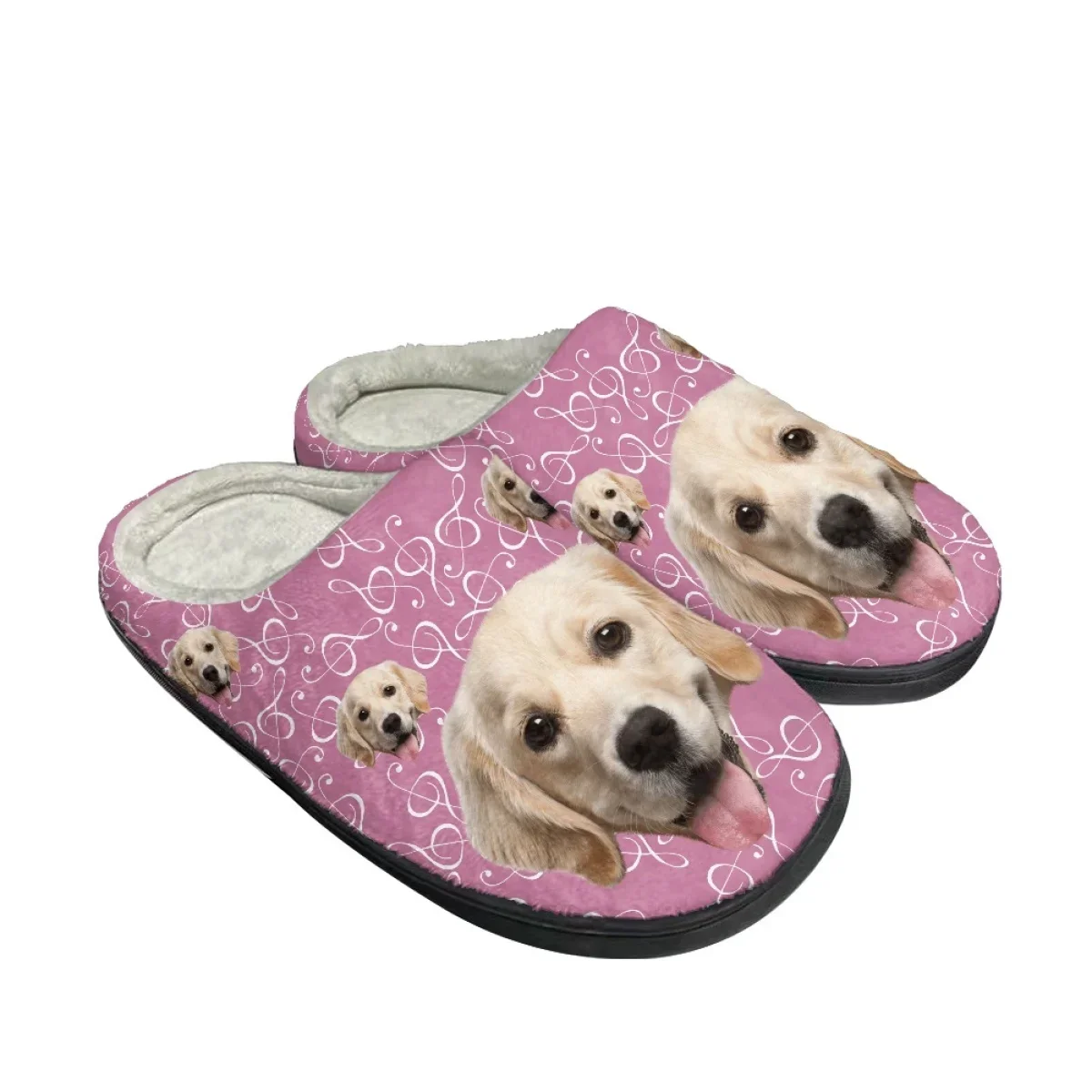 Golden Retriever Design Indoor Men Slippers Casual Winter Cozy Warm Slides Print On Demand Couples Home Non-Slip Cotton Slippers