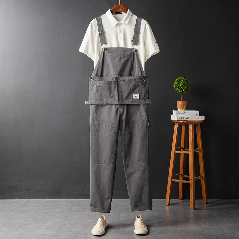 

Casual ex Loose Fit Cargo Pants Deep ey Removable ket Long Workwear Trousers Spring Autumn Seasonal Straight Leg Pants