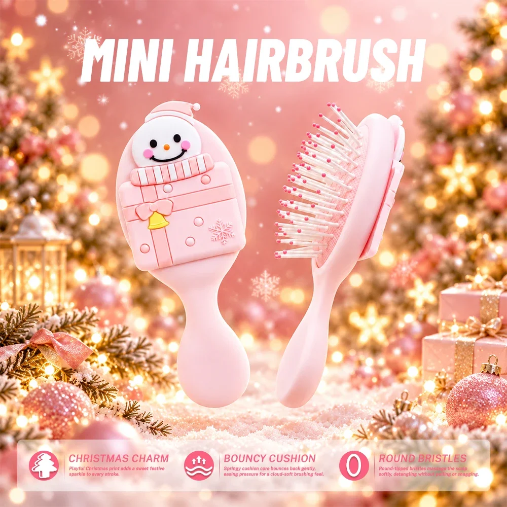 Christmas Snowman 3D Cartoon Air-Cushion Massage Hairbrush Festive Holiday Gift Portable Hair Styling Tool for Home Use