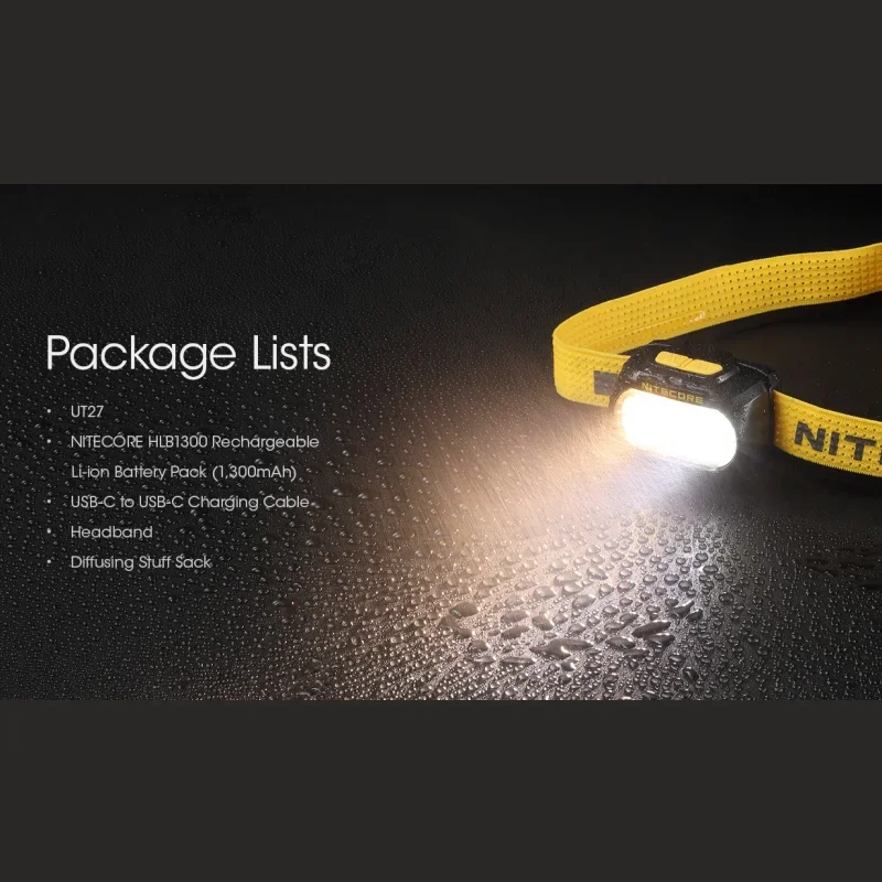 NITECORE UT27 Dual Beam light Headlamp 800Lumens USB Rechargeable Wide Range Dual Power Headlight Spotlight