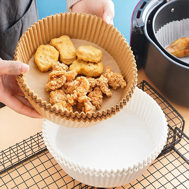 100/50/20PCS Air Fryer Paper Trays Airfryer Baking Paper Molds Square Round Oil-proof Air Fryer Disposable Cooking Paper Liner 4