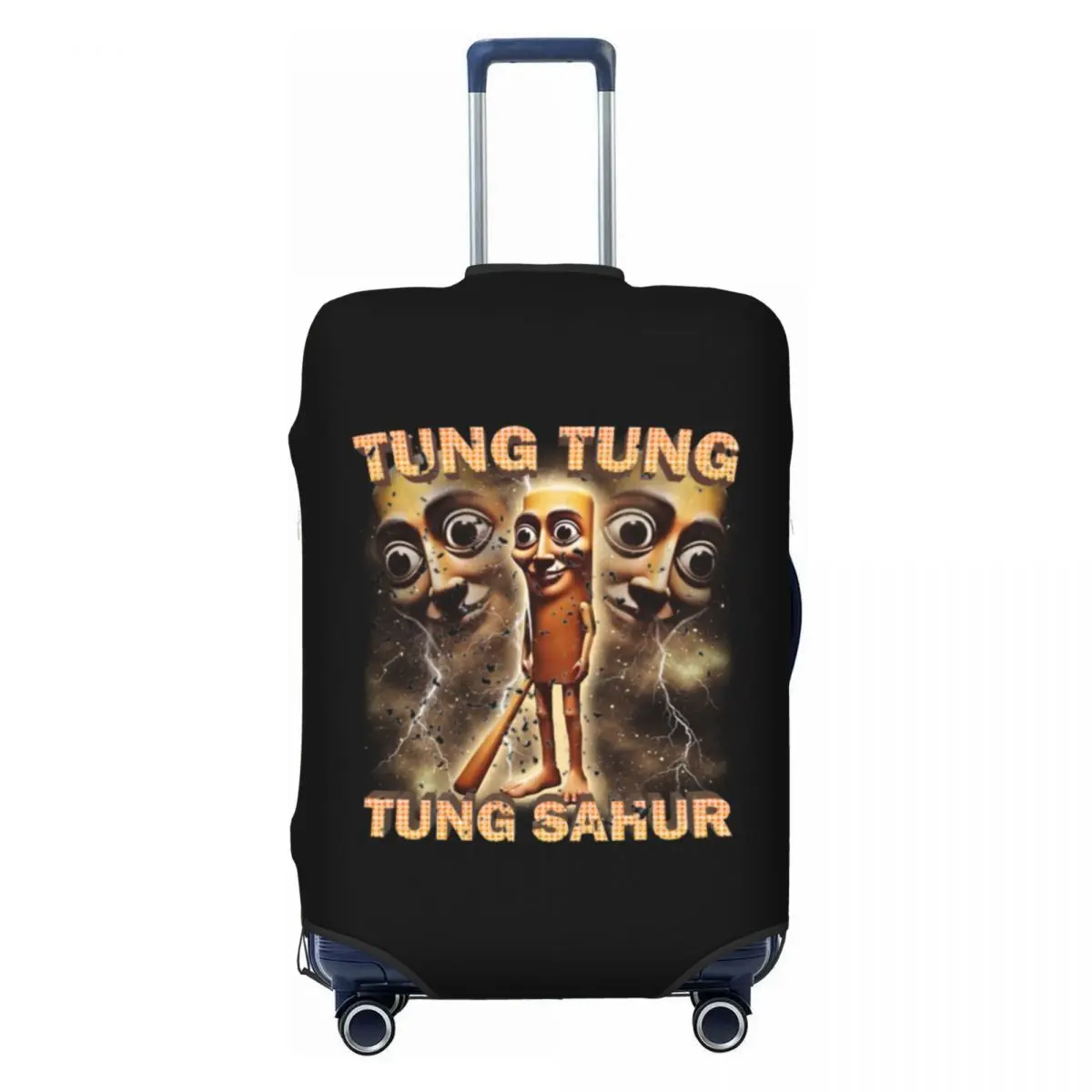 

Custom Tung Tung Tung Sahur Italian Brainrot Suitcase Cover Washable Luggage Covers Protector for 18-32 inch