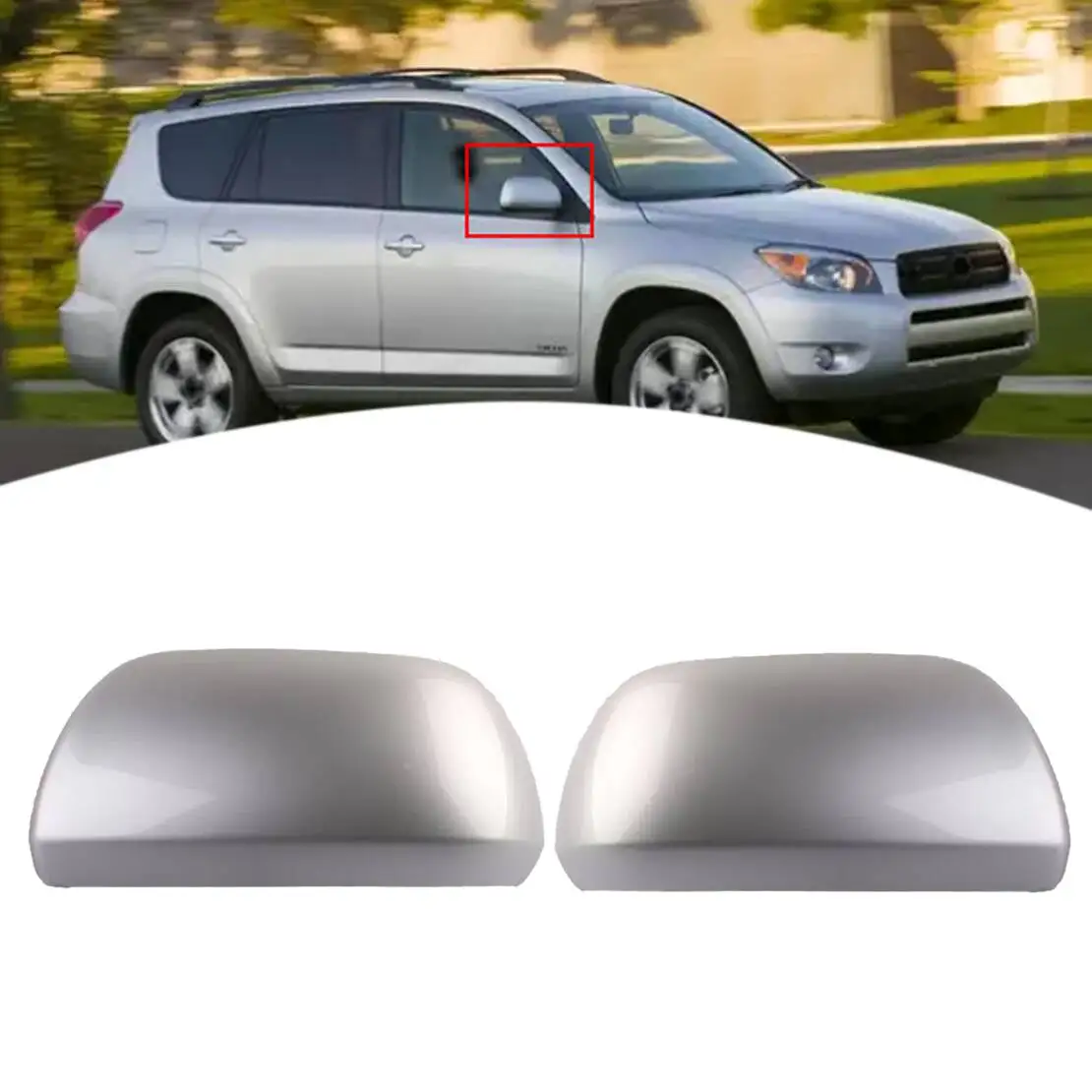 

LH+RH Rearview Mirror Cover Frame Door Side Wing Cap Trim Housing fit for Toyota RAV4 2006 2007 2008 2009 2010 2011 2012 Silver