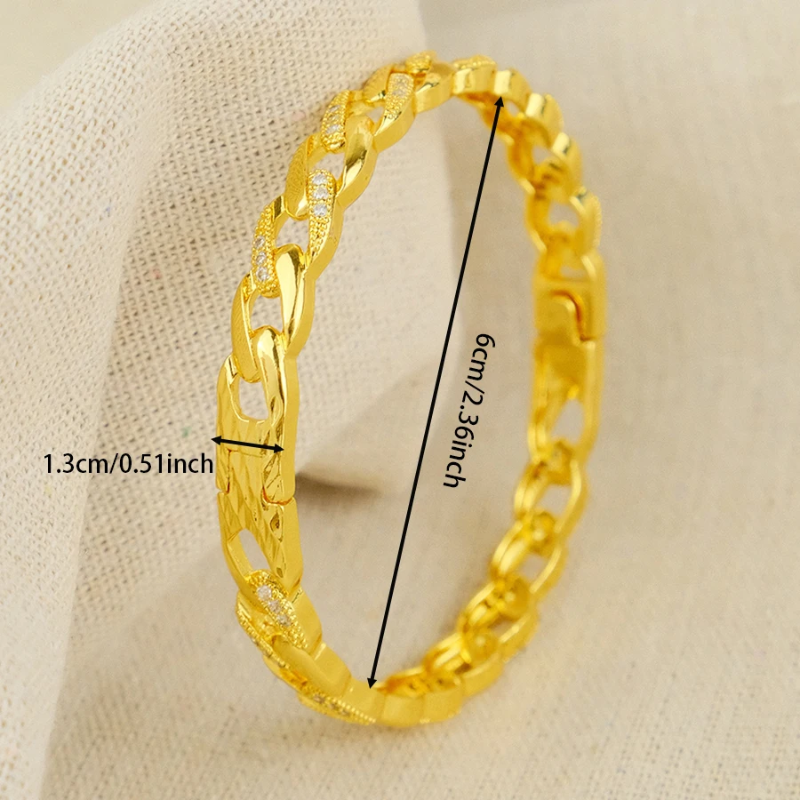 Dubai Women\'s Bracelet Gold Plated Indian African Hard Bracelet Charming Wedding Ethiopia Arab Handmade Jewelry Luxury