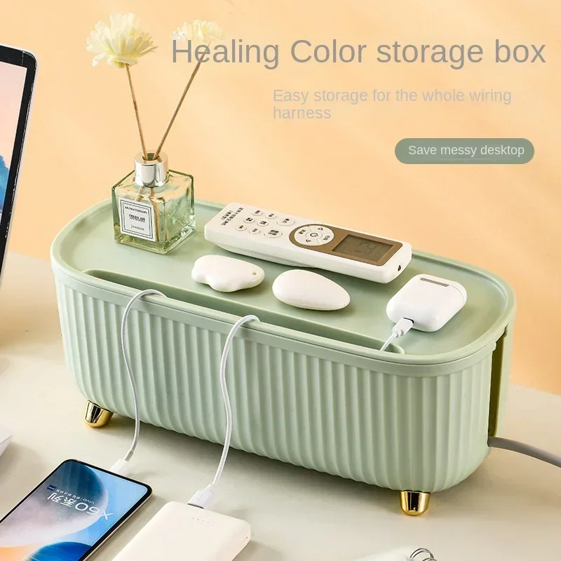 Office Living Room Bedroom Desktop Socket Storage Box Plastic Finishing Box Light Luxury Power Plug Socket Rack Storage Box