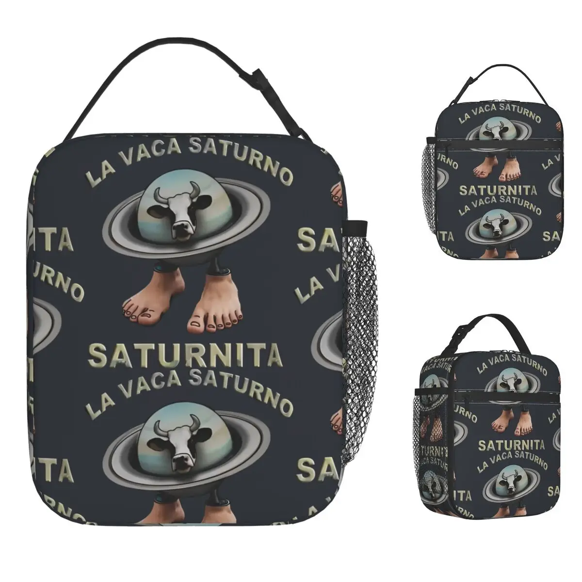 La Vaca Saturno Sarurnita Italian Brainrot Meme Lunch Bag Picnic Lunch Box Women Fun Custom Thermal Lunch Bags Oxford Convenient