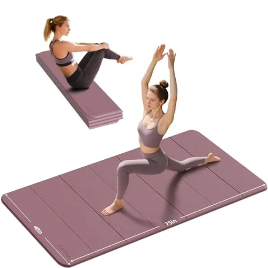 

PAIDU Foldable Yoga Mat 2/5 10MM Thick TPE Non-Slip Design Quick Fold Easy Storage Extra Long/Wide 75x40 for Indoor Yoga Pilate