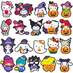 20Pcs New Halloween Sanrio Series Shoe Charms for Clogs Bubble Slides Sandals PVC Shoe Decorations Buckle Accessories for Teens