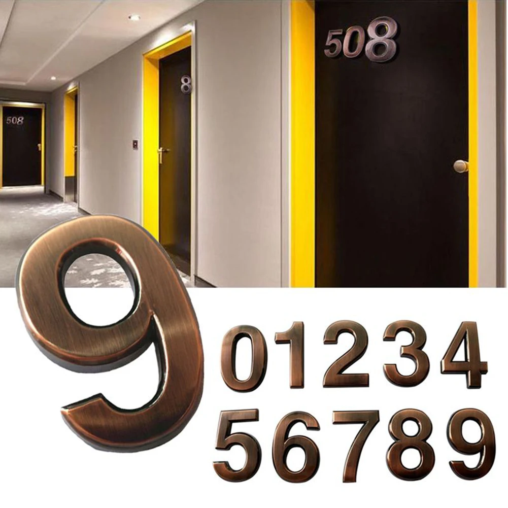 1pcs Bronze House Number Outdoor Sticker Apartment Digits Hotel Office Address Residential Door Plate Number