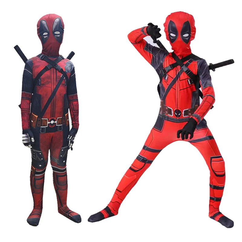 Nuevo Disfraz de Personaje de Película, Disfraz de Superhéroe Deadpool, Máscara, Espada, Bolsa, Trajes, Disfraz de Halloween, Mono de Cosplay, Estilo 3D