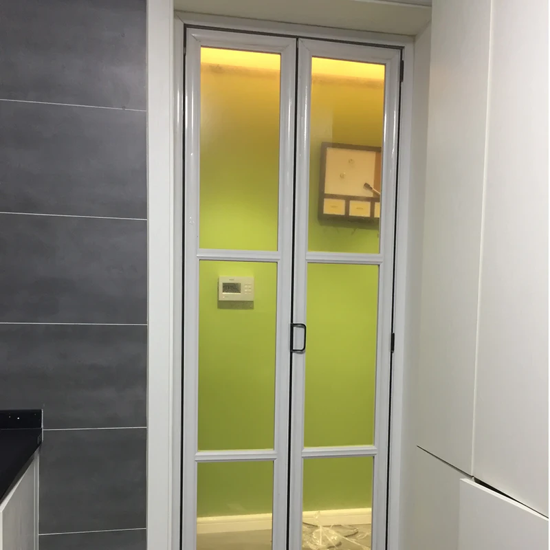 Despensa Interior barata, diseño deslizante plegable, diseño gráfico de aluminio plegable, puerta de vidrio esmerilado para baño, 1 Juego, delgada y moderna