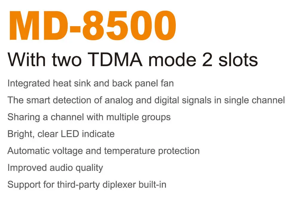 TYT DMR Repeater MD-8500 50 Вт/25 Вт Выборная базовая станция цифрового радио TDMA 2 слота времени