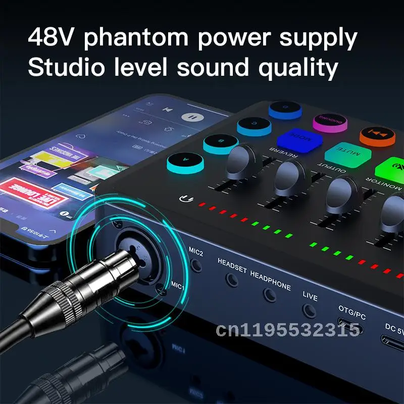 F11 sound card English version sound card for live show English 48V microphone can match sound card suit recording computer