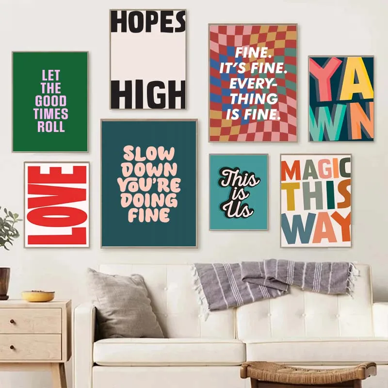 Modern Quotes Posters Retro Inspirational Words Canvas Print Calligraphy Wall Art Canvas Painting for Living Room Home Decor