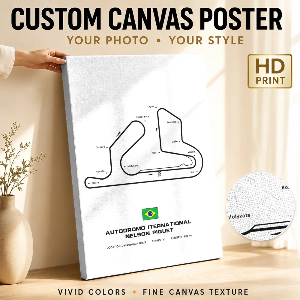 Nelson Piquet Circuit Canvas Poster Personalized Modern Aesthetic Wall Art for Dining Room Home Decoration Gift for Collectors