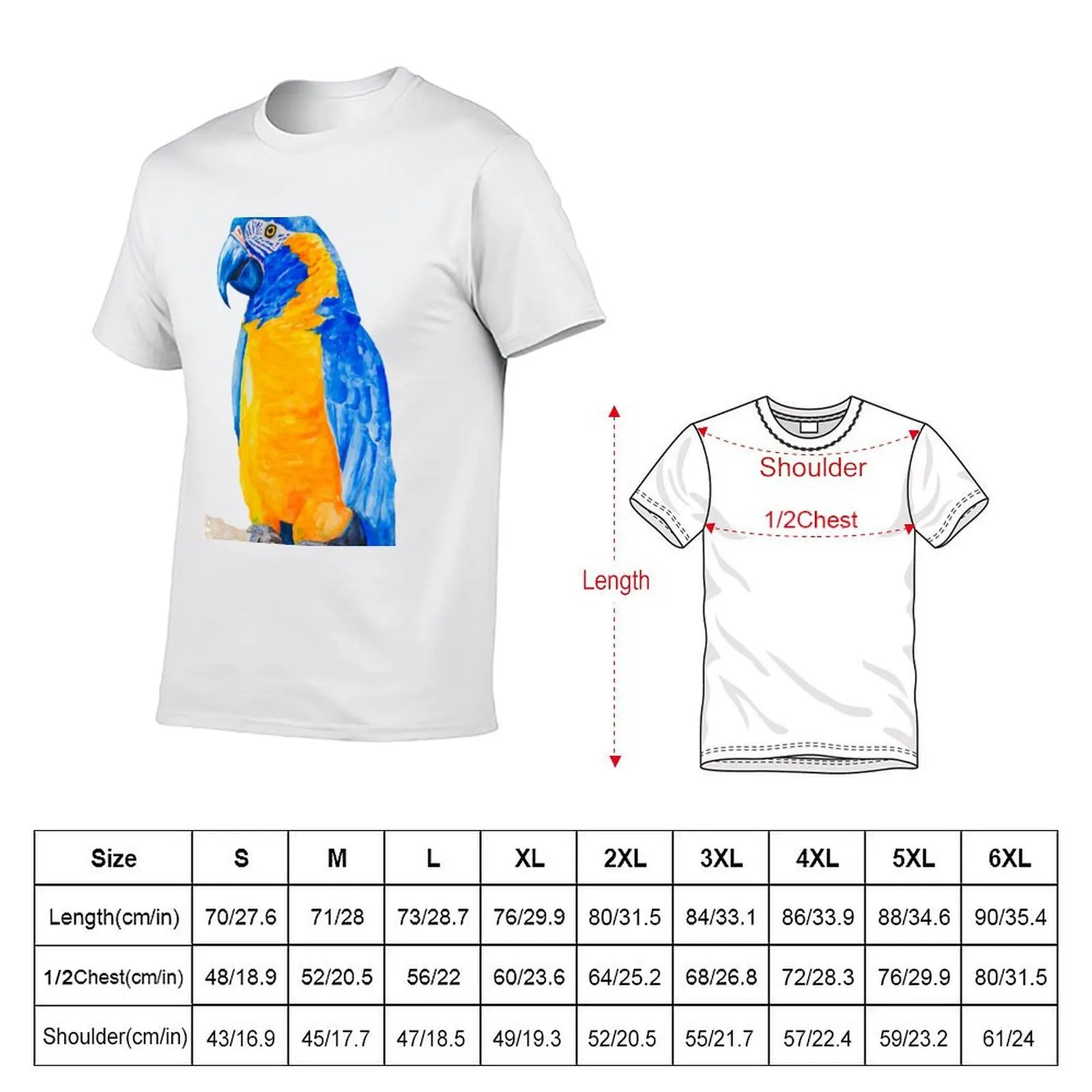 blue throated macaw parrot bresil watercolor art print T-Shirt graphic shirts funny costumes Men's t-shirt