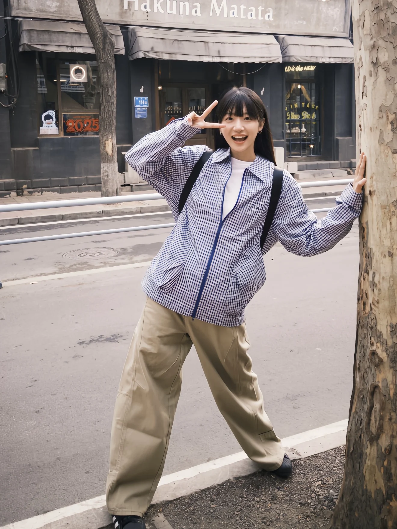 الرجعية الأمريكية منقوشة زيبر irt Jaet فضفاضة تناسب ex الخريف تصميم غير رسمي متعدد الاستخدامات جودة عالية طويلة Sve زر لأعلى #2