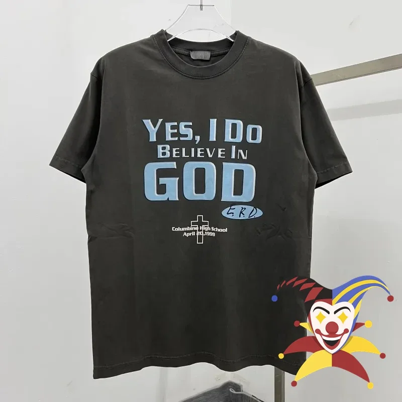 

Летняя стильная футболка для мужчин и женщин с надписью да, я верю в Бога