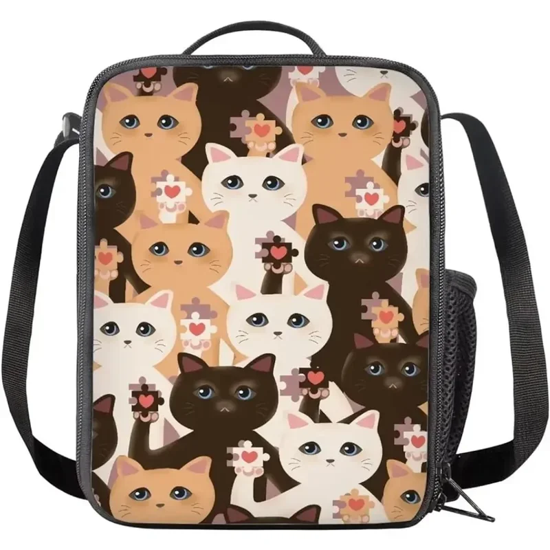 

Funny Cats Gothic Cat Lunch Box with Water Pocket Handles for Women Men Boys Girls Tote Bag for Work School