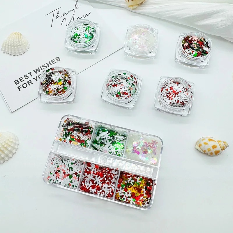 Autocollants de visage de noël, paillettes blanches, autocollants décoratifs pour bijoux d'ongles, autocollant flocon de neige d'hiver