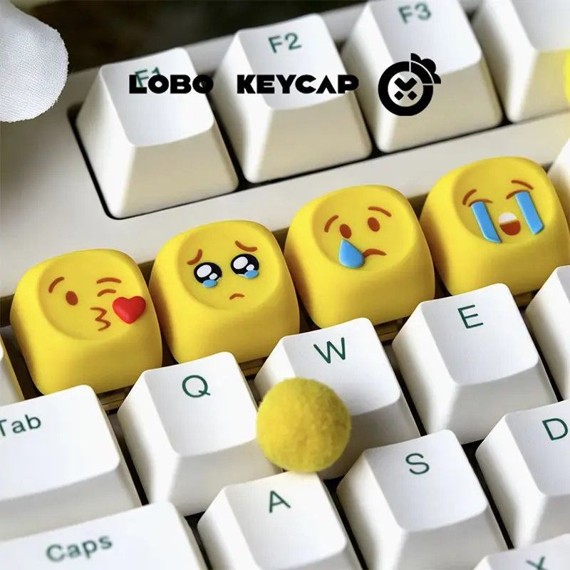 3D Emoji Smiley Face Keycap Single Cute Funny Yellow Artisan Key Cap for Mechanical Keyboard Cherry MX Personalized ESC Key 1Pcs